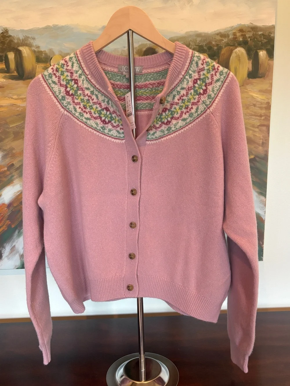 NWT J. Crew Fair Isle Button-Front Sweater, sz L